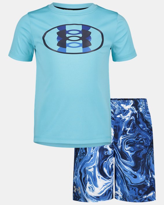 Boys' Pre-School UA Liquid Surf Shirt & Volley Shorts Set, Blue, pdpMainDesktop image number 0